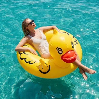 Funny Inflatable Duck Pool Float PVC Material Large Size for Child & Adult Swim Ring Raft
