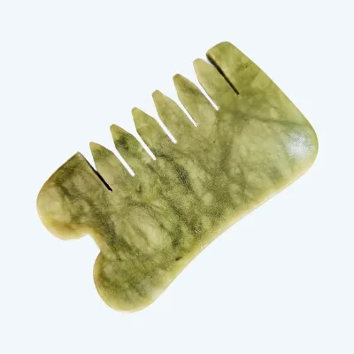 Xiu Yan Jade Green Comb Jade Stone Scraping Massage Tool Hair Brush Gua Sha Board