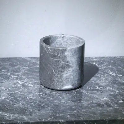 Luxury Natural Stone Gray Marble Jar Design Candle Vessel Storage Jar Candle Holder Making Round Holiday Wedding Party