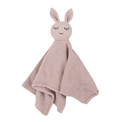 HaoYuan Soft 100% Cotton Knit Security Blanket With Bunny Rabbit Animal for Newborn