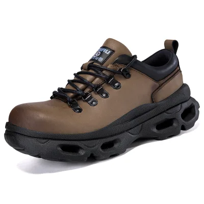Mens Casual Shoes 2026 Fall New Arrivals Toe Cowhide Upper Thick-Soled Height-Increasing Shock-Absorbing Derby Dad Sneakers