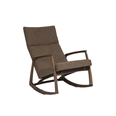 Modern Relax Living Room Fabric Wooden Frame Rocking Chair
