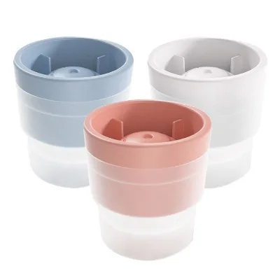 6cm Ice Ball Maker Silicone Mold with Lid PP Freezer Ice Sphere Tray BPA Free Whiskey Ice Mold for Cocktail 3 Colors