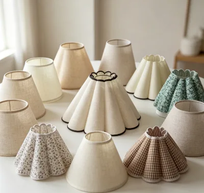 Modern Minimalist White PVC Pleated Fabric Table Lamp Shade Customizable Moisture-Proof Replaceable Light Covers