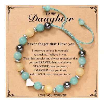 Wholesale Natural Stone Magnet Hand Woven Bracelets for Mother Daughter Granddaughter Aunt Grandma Sister Mother's Day Gift