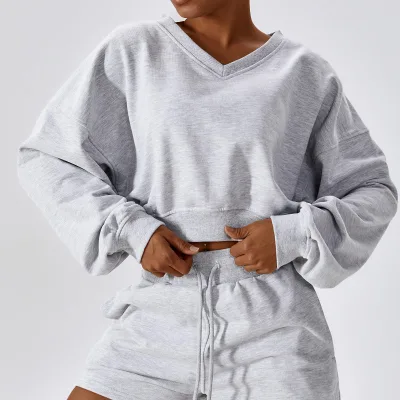 Custom logo Crop Top Hoodie Casual Women's Hoodies & Sweatshirts Pullover Cropped Oversize Hoodie for Woman