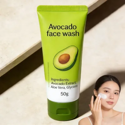 Avocado Face Wash 50g Gentle Cleansing Moisturizing White Texture Face Cleanser for All Skin Types