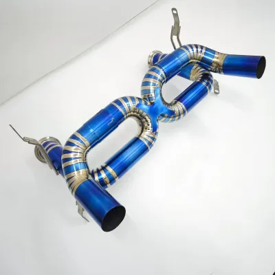 Titanium X-Pipe Exhaust Mid-Section Electric Blue Heat-Treated for Lamborghini Huracan LP610 LP580 EVO STO 5.2L V10