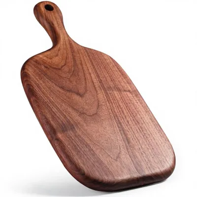 Eco-Friendly Oval Walnut Wood Chopping Board with Handle & Hang Hole 0.9 Inch Thick 15.2x7.3 Inch