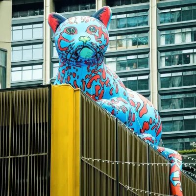 Custom Outdoor Giant Inflatable Cartoon Leopard Model Light-Activated Mascot for Events for Mall Decorations