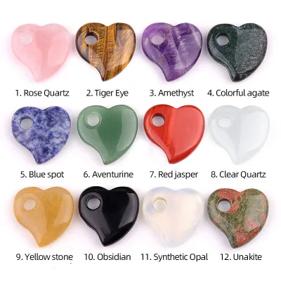 Wholesale 30mm Healing Natural Stone Fashion Irregular Tiger's Eye Amethyst Gemstone Crystal Heart Pendants for Wearing