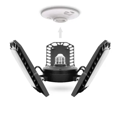 Guangzhou Manufacture Supply Triple Deformable Led Motion Sensor Garage Light 60w 80w Adjustable Lights