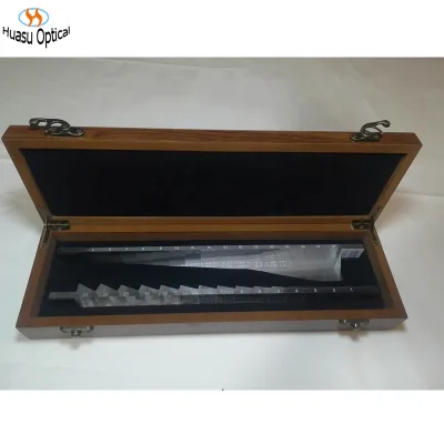 Ophthalmic Strabismus Examination Prism Lens Optical Trial Prism Lens Block Set Optometry Test Prism Lens Bars Wooden Package