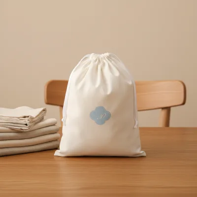Eco Promotional Custom Logo Printed Cotton Linen Drawstring Bag with Custom Colors & Sizes Ribbon Option Cotton Fabric