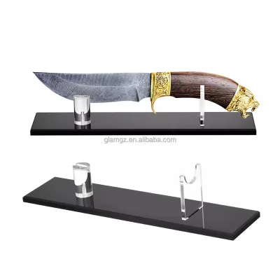 Custom Acrylic Transparent Pair Sword Holder Rack Desktop Knife Display Stand