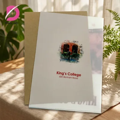 Custom L-Shaped A4 Plastic File Folder with Pocket Logo Printed Board Pattern Document Stationery