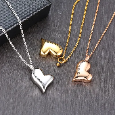 Custom Logo Stainless Steel Pet Ashes Perfume Holder Heart Necklace