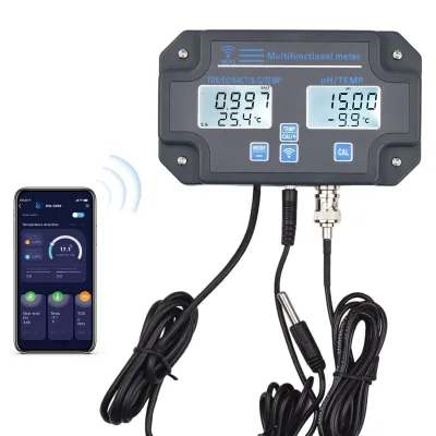 Wifi Water Quality Tester Wall Mounted 6in1 Water Analyzer PH/EC/TDS/SALT/G.S/Temperature Brand-new