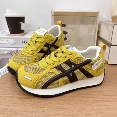 Summer Women's Breathable Mesh Lace-Up Korean Style Anti-Slip Durable Flat Casual Sports Shoes Forrest Gump Shoes