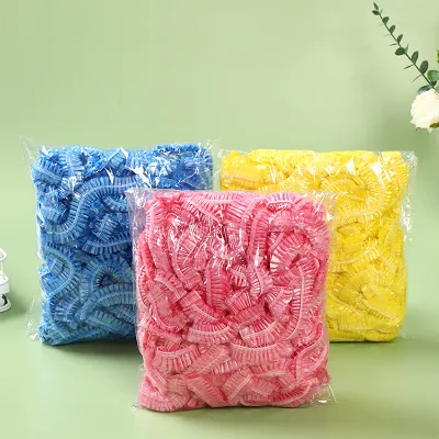 Customizable Disposable Thick Transparent Shower Cap Waterproof Disposable Plastic PE Bag for Salon Hotel Travel