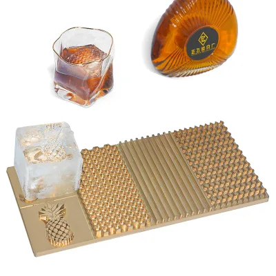 Brass Diy Tray Personalized Large Square Ice Mold Technology Modern Ice Mold Bartender Accessories Cocktail Ice Block Mold