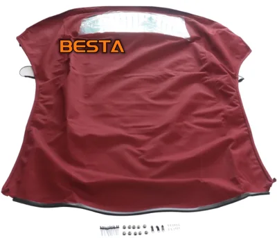 10-05-BEE-058 New Replacement for VW Beetle 2002-2007 Convertible Top in Burgundy Cloth with Glass Window