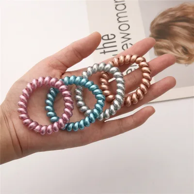 Wholesale Telephone Wire Elastic Hair Bands Macaron Color Rubber Bands Spiral Hair Ties Accessories for Girls