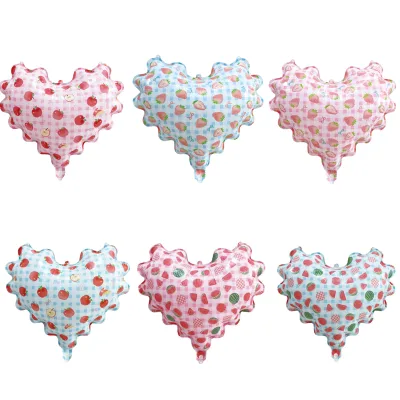 Wholesale Wave-Edge Heart Foil Balloon Cartoon Fruit Apple Strawberry Watermelon Balloon for Kids Birthday Party Decor Balloon