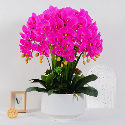 Garden Artificial Potted Orchid Wholesale Flowers Orchid Arrangement in Ceramic Pot Artificial Orchid Flower