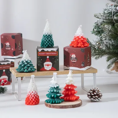 Custom Handmade Soy Wax Christmas Candles Christmas Tree Candles for Christmas Party Dinner DIning Festival Decor