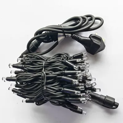 IP65 Black Transparent Cable Wire Glue Filled 5mm Warm White 2700K 220V EU Mains Plug Rainproof Dimmable LED String Lights