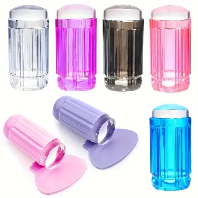 Nail Art Stamping Kit - Transparent Silicone Stamper & Scraper Set for DIY Manicure, Available in Multiple Colors Nail Stamp