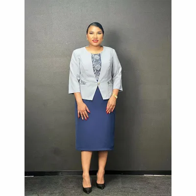 Hot Sales Elegant Office Dress and Jacket Suits Set for Women Ladies