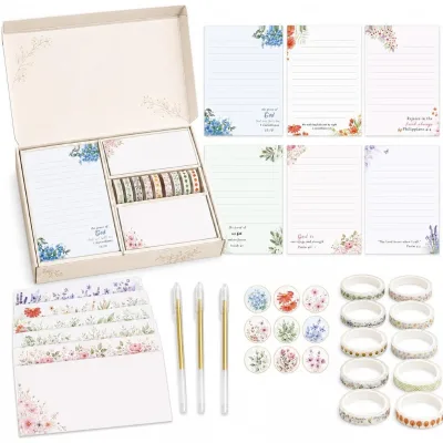 Custom Wildflower Bible Verse Letter Stationery Set for Bible Study/Christian Gift