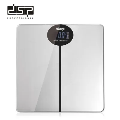 DSP Portable Battery Powered Household Digital Body Scale 180kg Tempered Glass Electronic Weight Scale LCD Display