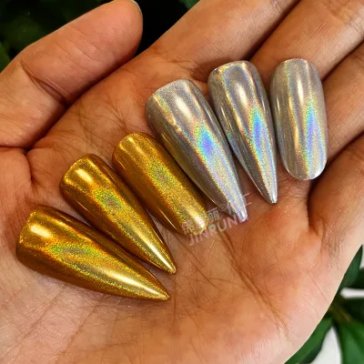 Iridescent Holographic Pearl Pigments Powder, Magic Mirror Effect Holographic Chameleon Powder for Nail Art