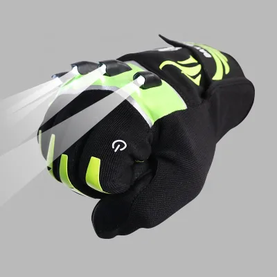 LED Light Full Finger Breathable Outdoors Bike Hunting Training Riding Unisex Cycling LED Flashlight Gloves