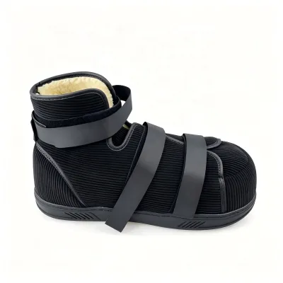 Wholesale OEM Post-Op Shoes Breathable Unisex Hospital Use Winter Black Corduroy Upper Foam Padding Soft Midsole EVA Cushion