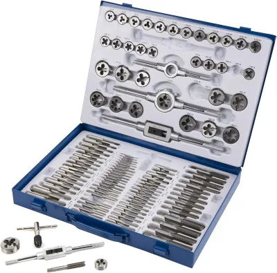 110pcs MachineTap and Die Set Threading Repair Tool Set for Cutting Threads with Adjustable Handles Complete Accessories