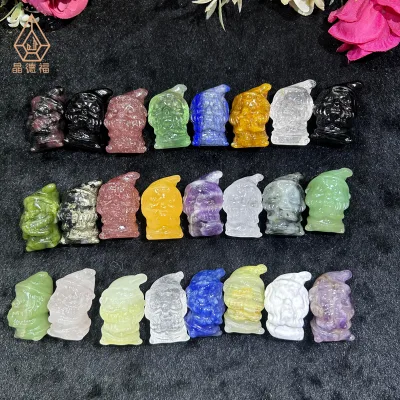 Hot Selling 3cm Christmas Carvings Healing Stones Crystal Santa Claus  Figurines for Holiday