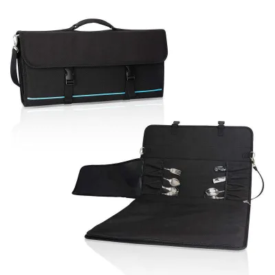 Custom Portable Knife Holder Black Chef Knife Case Polyester Western Food Chef Knife Roll Bag