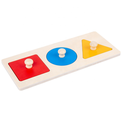 Montessori Wooden Shape Hand Grasping Board Toy Infant Childhood Education Teaching Aid Puzzle Montessori Geometric Figure Panel