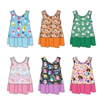 Wholesale Custom Design 0-16T Little Girls Summer Sleeveless Dress Popular Comfortable Fabric Kids Skirt Low MOQ Hot Selling