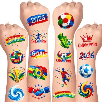 Smart Sticker 45 Pcs Soccer for Water Transfer Tattoos Temporary Tattoos Stickers Kids Teens Adults Waterproof Party