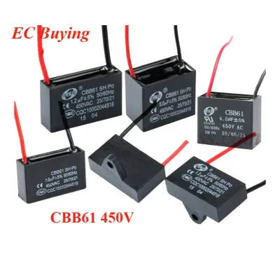 CBB61 Fan Starting Capacitor 450V 1/1.2/1.5/1.8//2/2.5/3/3.5/4/4.5/5/6/7/8/10/12/15/18/20 UF Fan Capacitor for Range Hood Fan