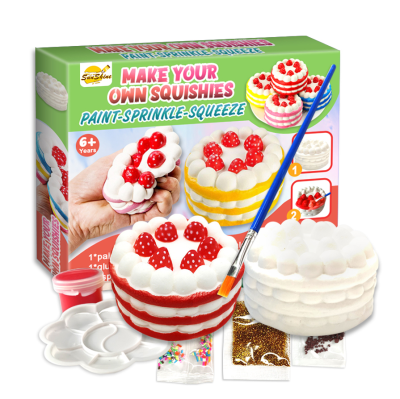 Non-Toxic Kids DIY Cake Squishy Craft Kit Paint Make Your Own Squeeze Toy Creative Art & Craft Supplies