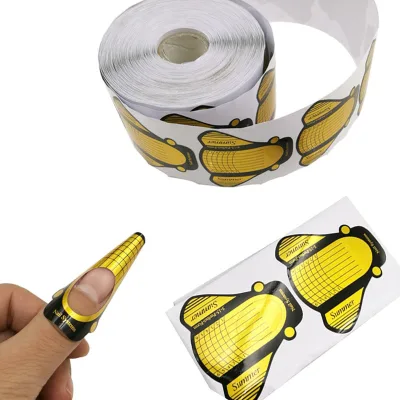 Strong Adhesive Golden Nail Forms 500pcs Roll Butterfly Shape Guide Sticker for Professional Acrylic Gel Extension Wholesale