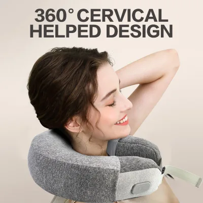 Inflatable Neck Pillow Removable and Washable, Extra Soft Cover - Supportive 'u' Shaped Pillow With Elastic Buckle to Adjust