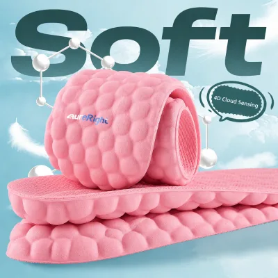 Lightweight Breathable Massage Insoles Pink Soft Shoe Inserts Arch Support Heel Cushion Insole for Women Sneakers Comfort
