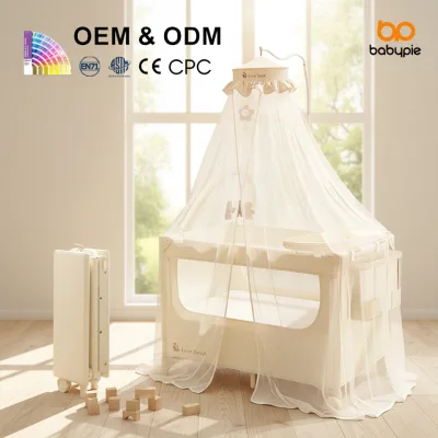 Foldable Baby Crib One-Click Fold Portable Playpen Breathable Mesh for Home and Outdoor